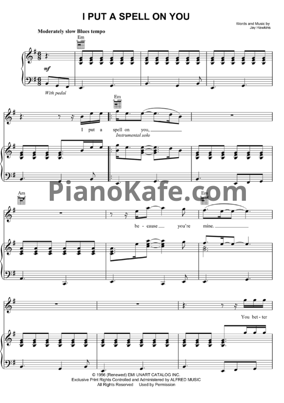 Ноты Annie Lennox - I put a spell on you - PianoKafe.com