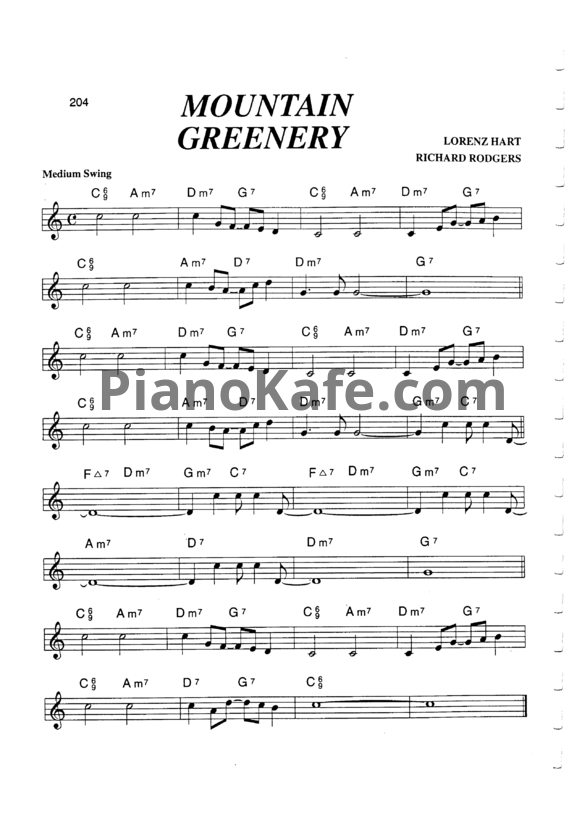 Ноты Lorenz Hart, Richard Rodgers - Mountain greenery - PianoKafe.com