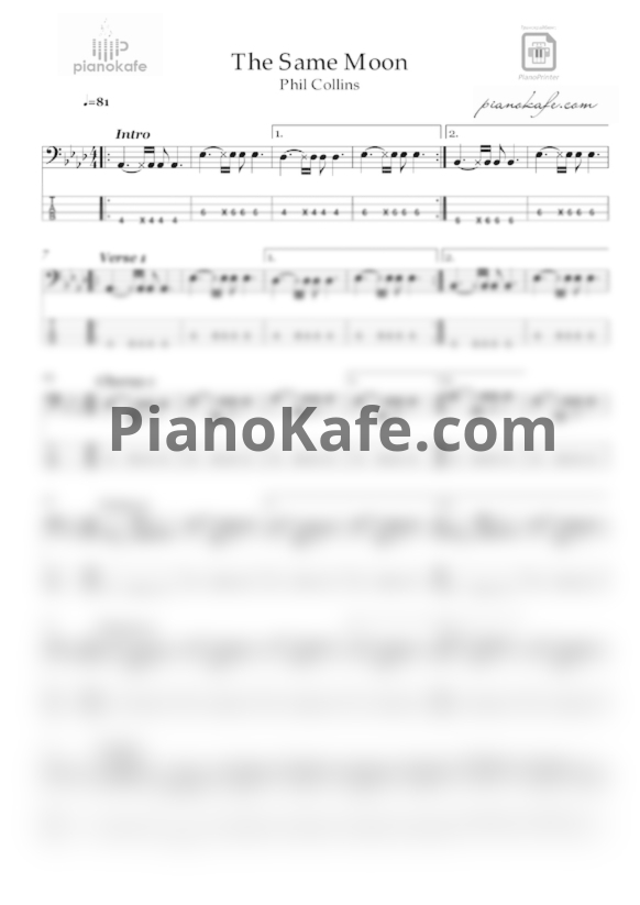 Ноты Phil Collins - The Same moon - PianoKafe.com