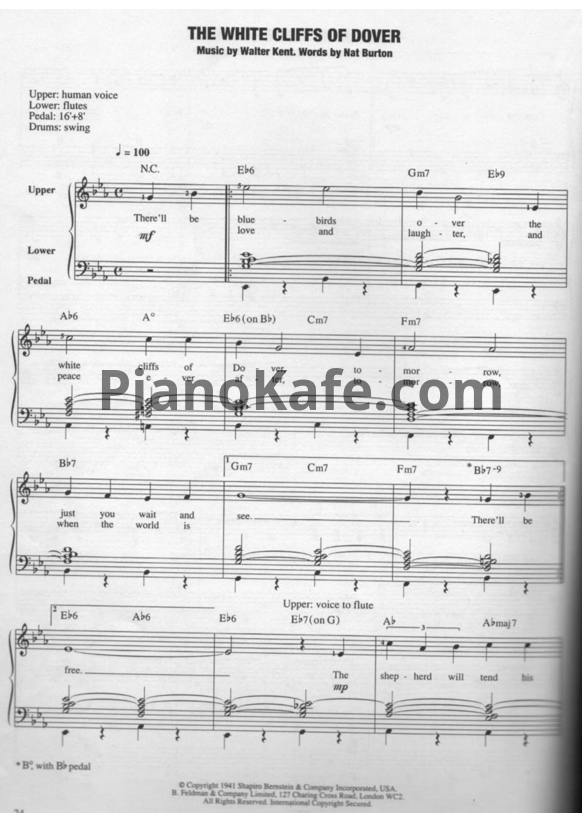 Ноты Walter Kent - The white cliffs of dover - PianoKafe.com