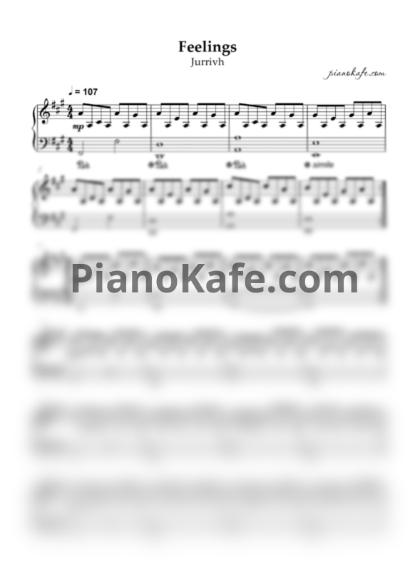 Ноты Jurrivh - Feelings (Piano cover) - PianoKafe.com