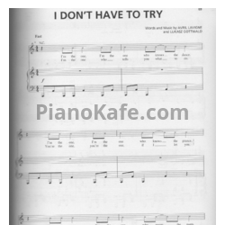 Ноты Avril Lavigne - I don't have to try - предпросмотр