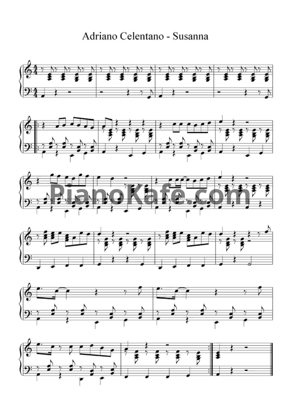 Ноты Adriano Celentano - Susanna - PianoKafe.com