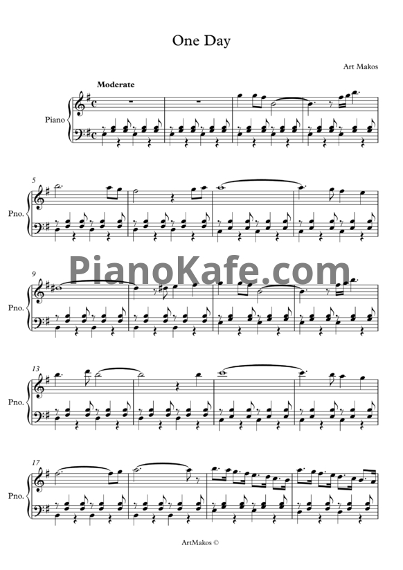 Ноты Art Makos - One day - PianoKafe.com