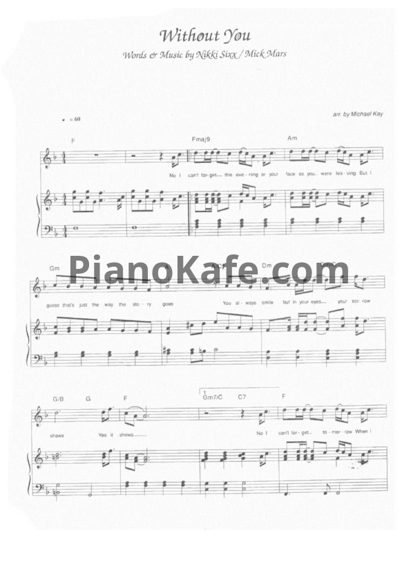 Ноты Mariah Carey - Without you (Версия 2) - PianoKafe.com