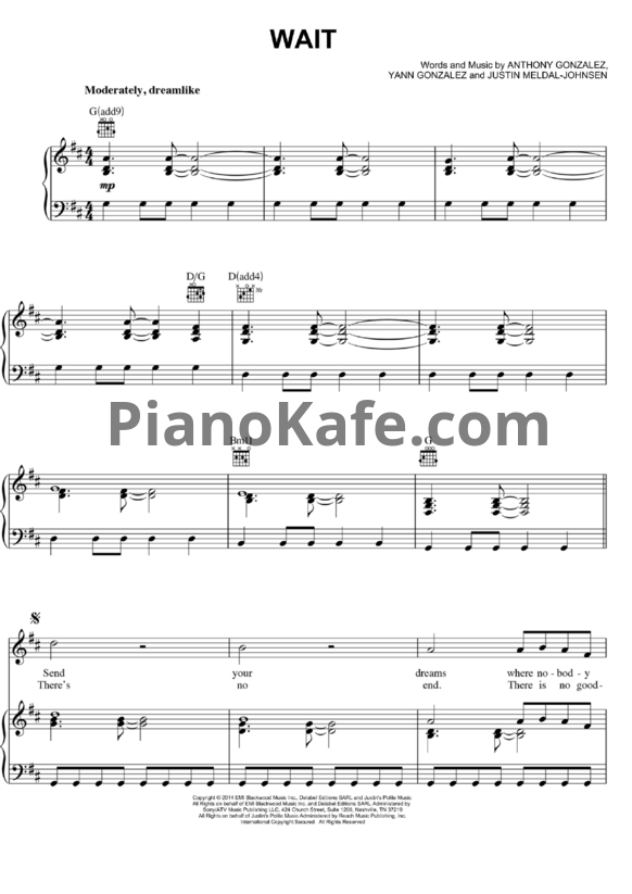Ноты M83 - Wait - PianoKafe.com