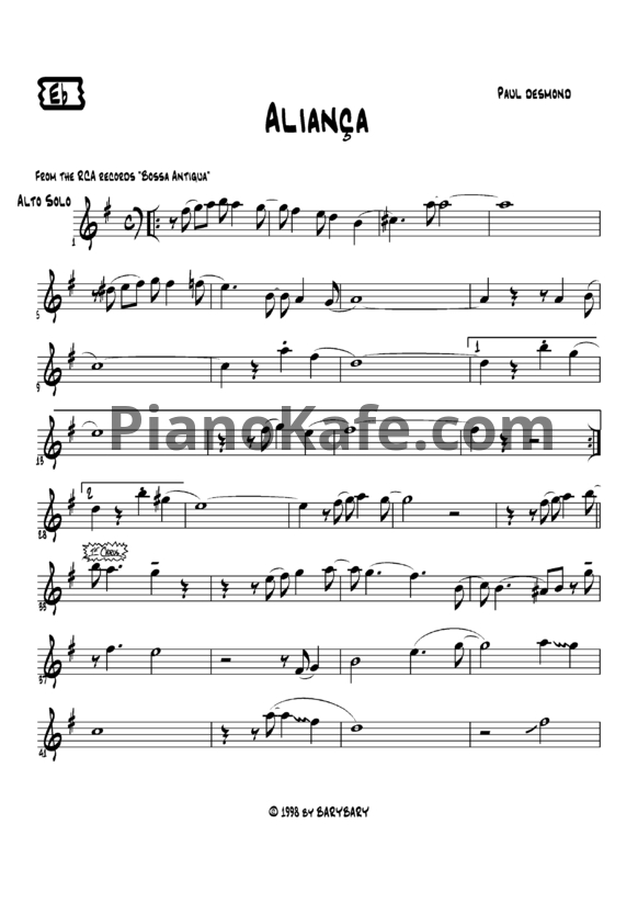 Ноты Paul Desmond - Aliança - PianoKafe.com