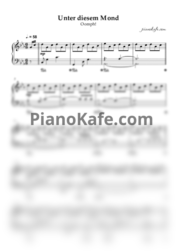 Ноты Oomph! - Unter diesem Mond (Аккомпанемент) - PianoKafe.com