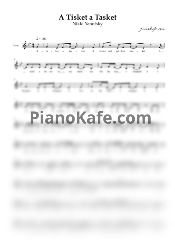 Ноты Nikki Yanofsky - A Tisket a Tasket - PianoKafe.com