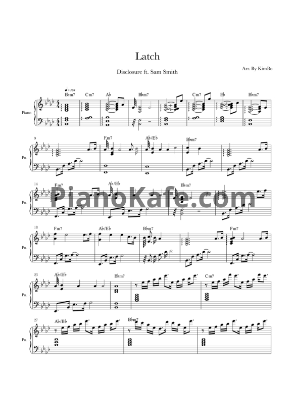 Ноты Disclosure  feat. Sam Smith - Latch - PianoKafe.com