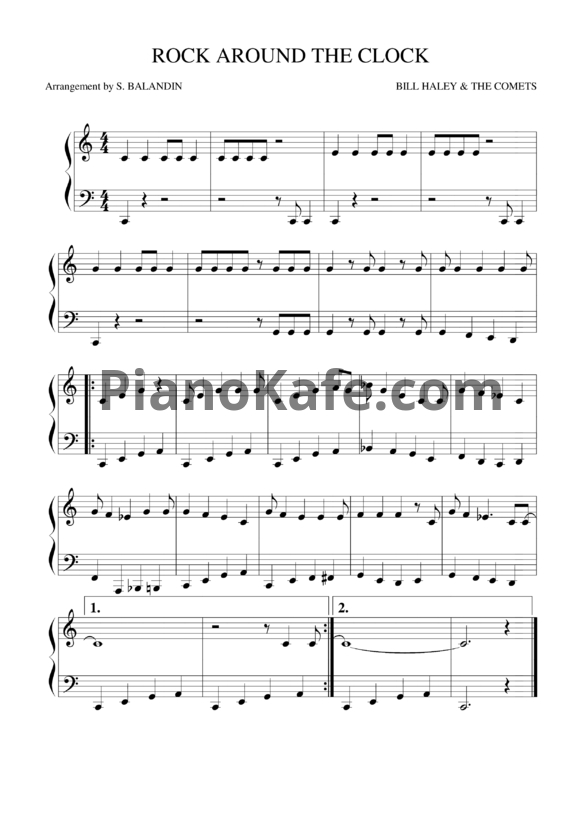 Ноты Bill Haley & His Comets - Rock around the clock (Arrangement by S. BALANDIN) - PianoKafe.com
