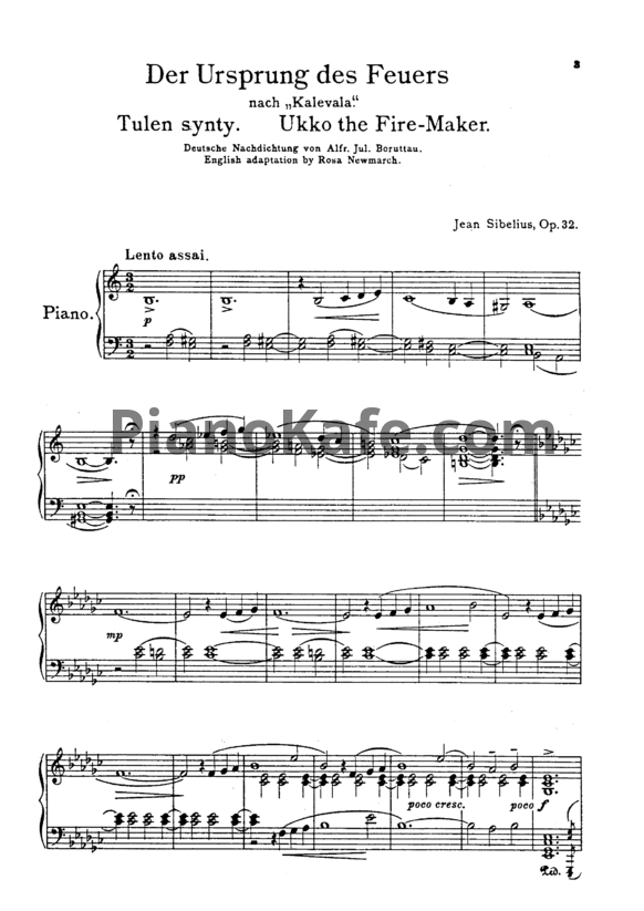 Ноты Ян Сибелиус - Происхождение огня (Op. 32) - PianoKafe.com