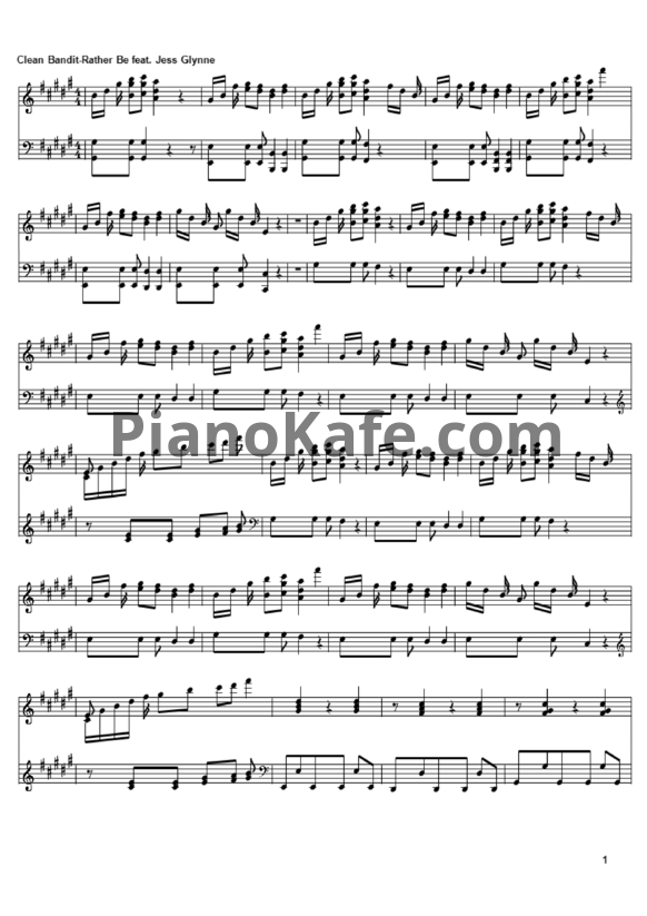 Ноты Clean Bandit feat. Jess Glynne - Rather be (Версия 2) - PianoKafe.com