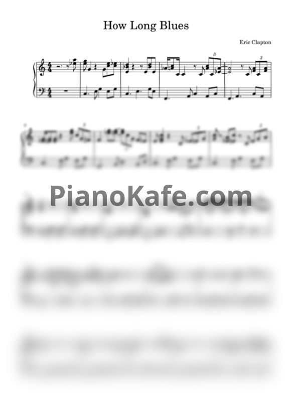 Ноты Eric Clapton - How long blues - PianoKafe.com