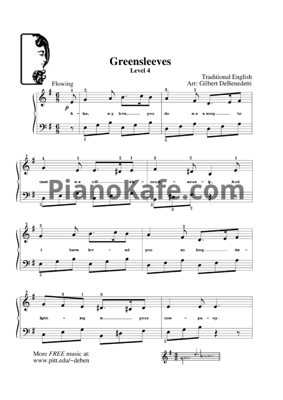 Ноты Greensleeves (Arr: Gilbert DeBenedetti) - PianoKafe.com
