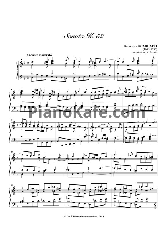 Ноты Д. Скарлатти - Соната K52 - PianoKafe.com