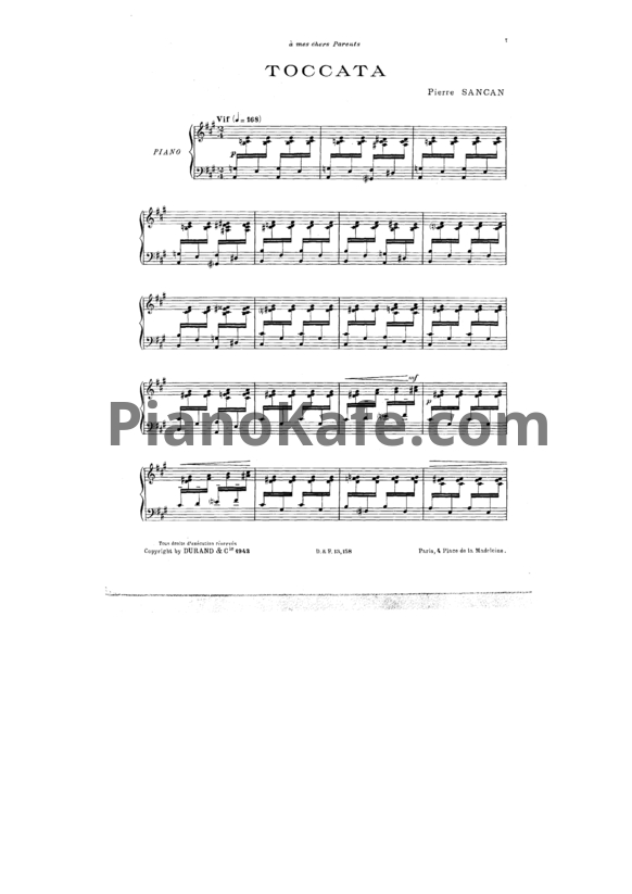 Ноты Pierre Sancan - Toccata - PianoKafe.com