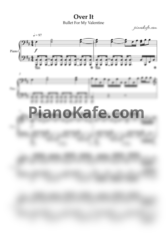Ноты Bullet For My Valentine - Over It - PianoKafe.com