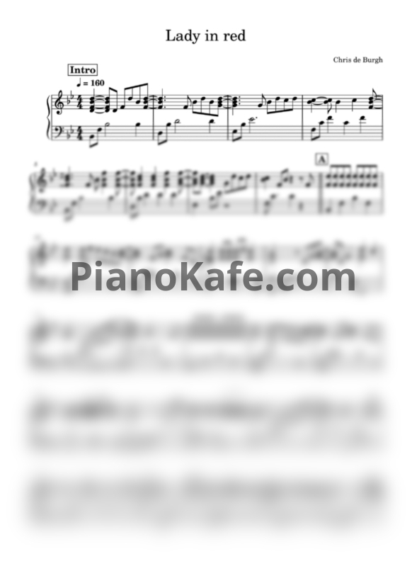 Ноты Chris de Burgh - Lady in red (Piano) - PianoKafe.com