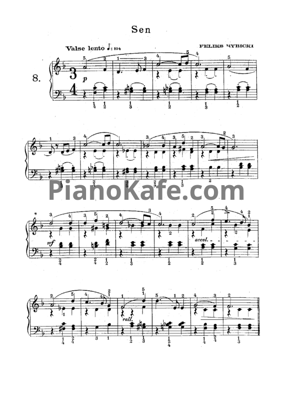 Ноты Ф. Рыбицкий - Sen (Мечта) - PianoKafe.com
