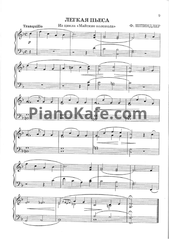 Ноты Ф. Шпиндлер - Легкая пьеса - PianoKafe.com