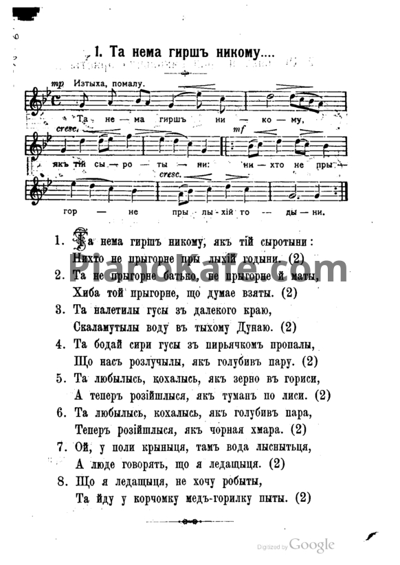 Ноты Сборничек украинских песен с нотами - PianoKafe.com