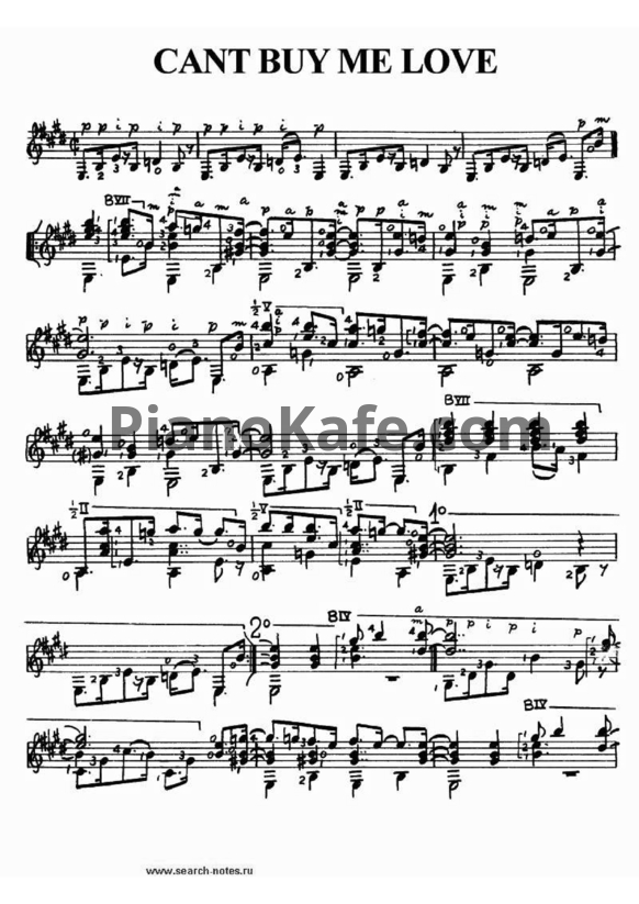 Ноты The Beatles - Can't buy me love (Переложение для гитары) - PianoKafe.com
