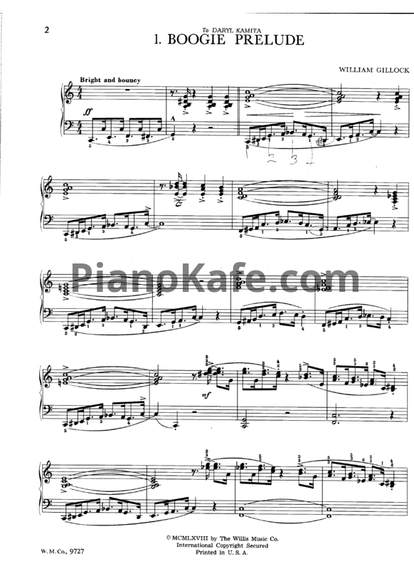 Ноты William Gillock - Boogie prelude - PianoKafe.com