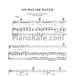 Ноты Journey - Any way you want it - предпросмотр