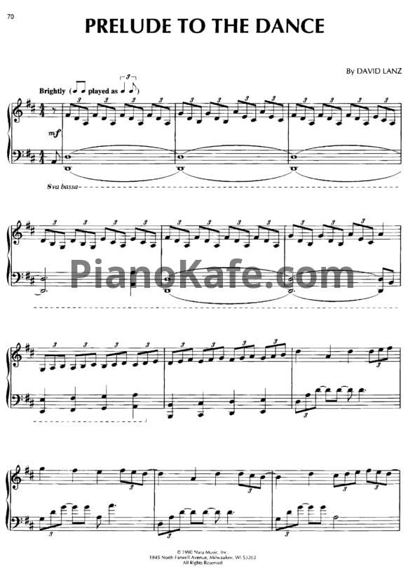 Ноты David Lanz - Prelude to the dance - PianoKafe.com