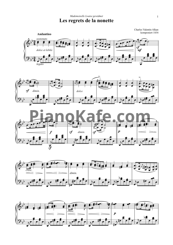 Ноты Шарль Алькан - Les regrets de la nonette - PianoKafe.com