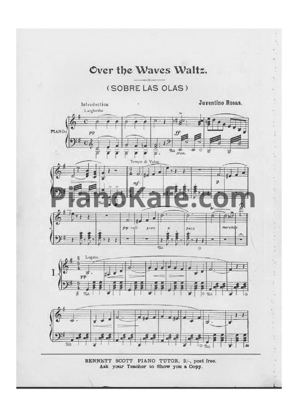 Ноты Juventino Rosas - Over the waves waltz (Sobre las olas) - PianoKafe.com