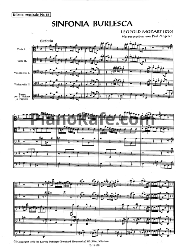 Ноты Леопольд Моцарт - Симфония бурлеска соль мажор (Партитура) - PianoKafe.com
