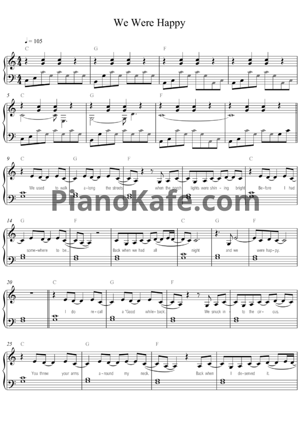 Ноты Taylor Swift - We were happy - PianoKafe.com