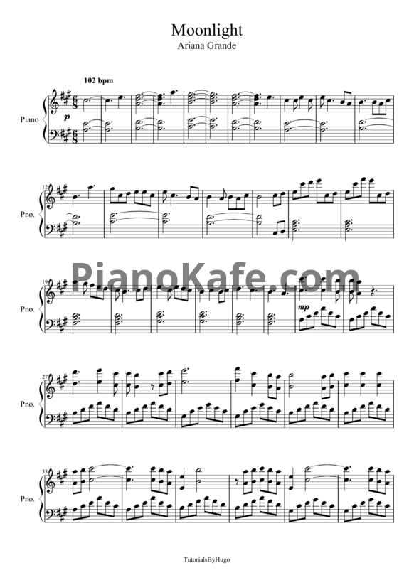 Ноты Ariana Grande - Moonlight - PianoKafe.com