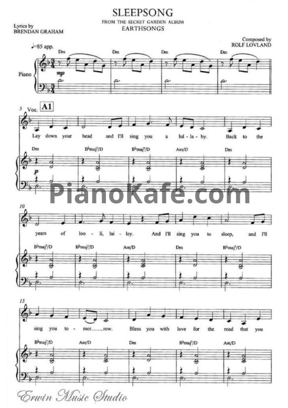 Ноты Secret Garden - Sleepsong (для пианино и скрипки) - PianoKafe.com