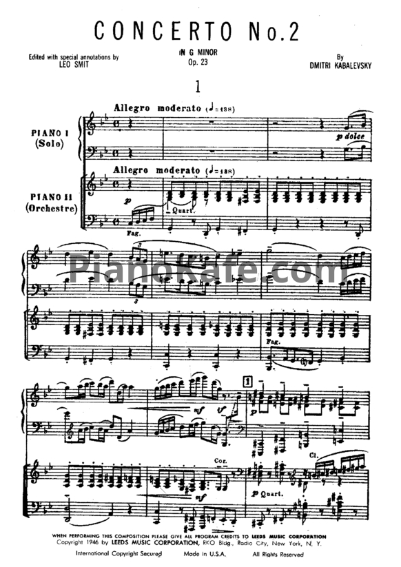 Ноты Дмитрий Кабалевский - Концерт №2 соль минор (Op. 23) - PianoKafe.com