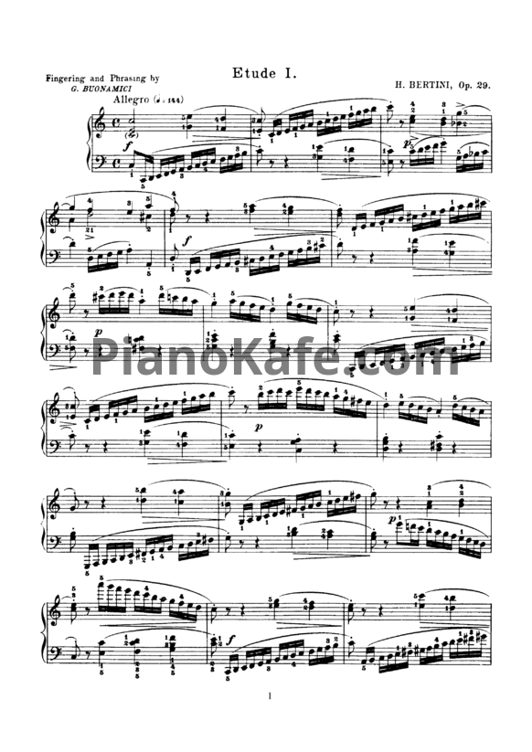 Ноты А. Бертини - 24 этюда для фортепиано (Op. 29) - PianoKafe.com