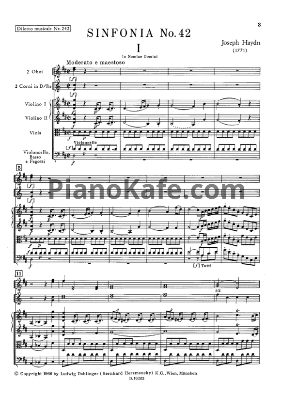 Ноты Йозеф Гайдн - Симфония №42 ре мажор (Партитура) - PianoKafe.com