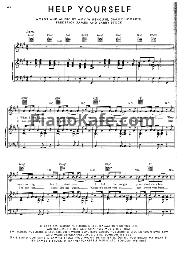 Ноты Amy Winehouse - Help yourself - PianoKafe.com