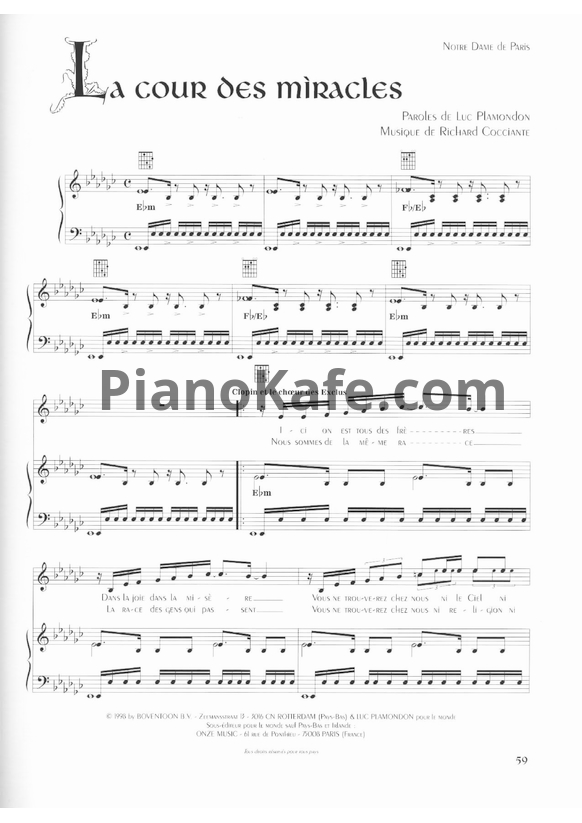 Ноты Riccardo Cocciante - La cour des miracles - PianoKafe.com