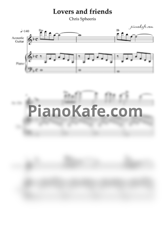 Ноты Chris Spheeris - Lovers and friends - PianoKafe.com