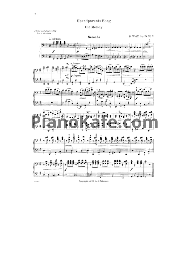 Ноты B. Wolff - Grandparent's song (Op. 15, №2) для фортепиано в 4 руки - PianoKafe.com