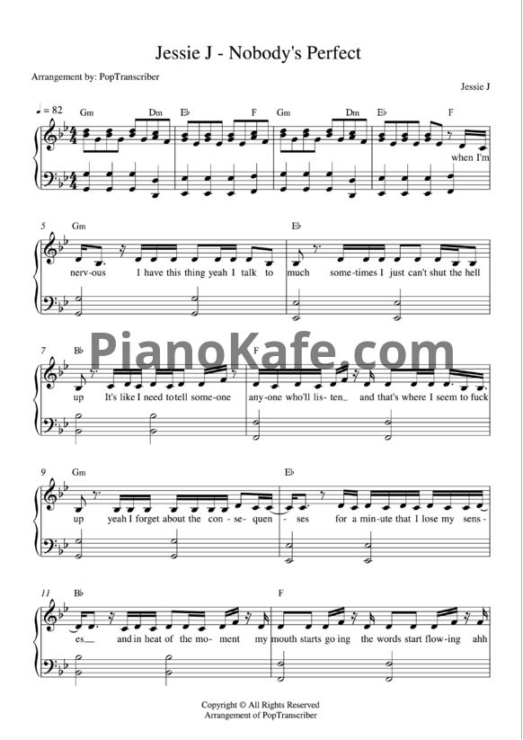 Ноты Jessie J - Nobody's perfect - PianoKafe.com
