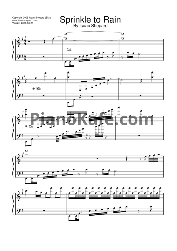 Ноты Isaac Shepard - Sprinkle to rain - PianoKafe.com