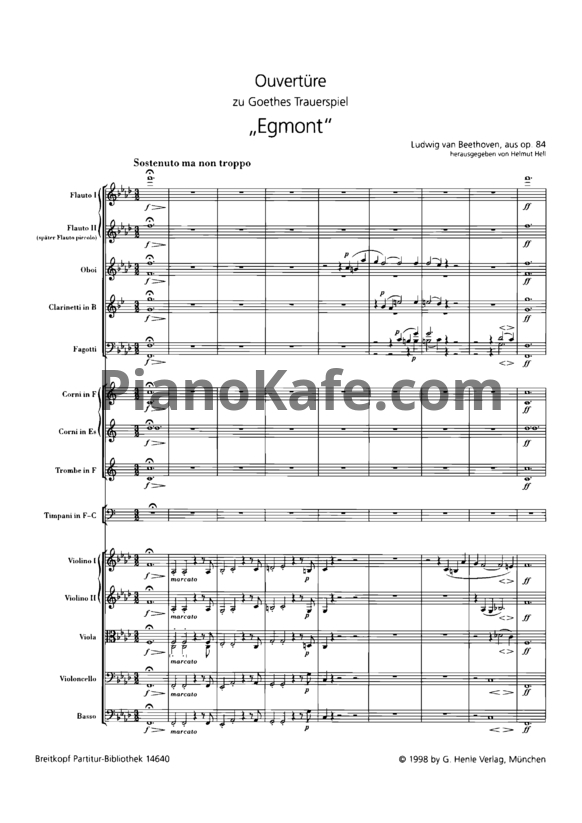 Ноты Л. Бетховен - Эгмонт (Op. 84, партитура) - PianoKafe.com