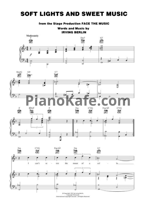 Ноты Irving Berlin - Soft lights and sweet music - PianoKafe.com
