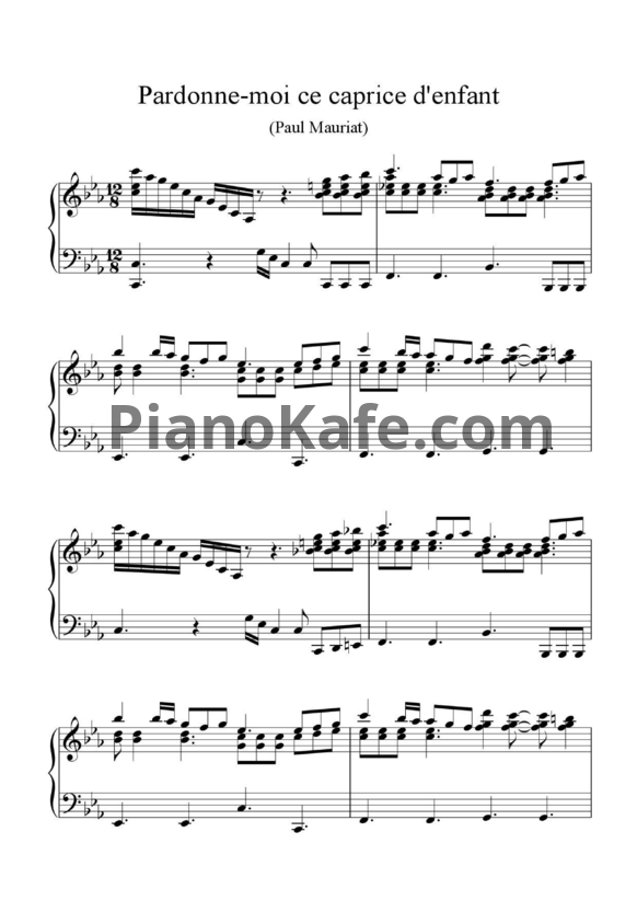 Ноты Paul Mauriat - Pardonne-moi ce caprice d'enfant - PianoKafe.com