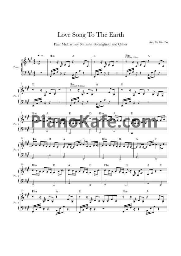 Ноты Paul McCartney & Various Artists - Love song to the Earth - PianoKafe.com