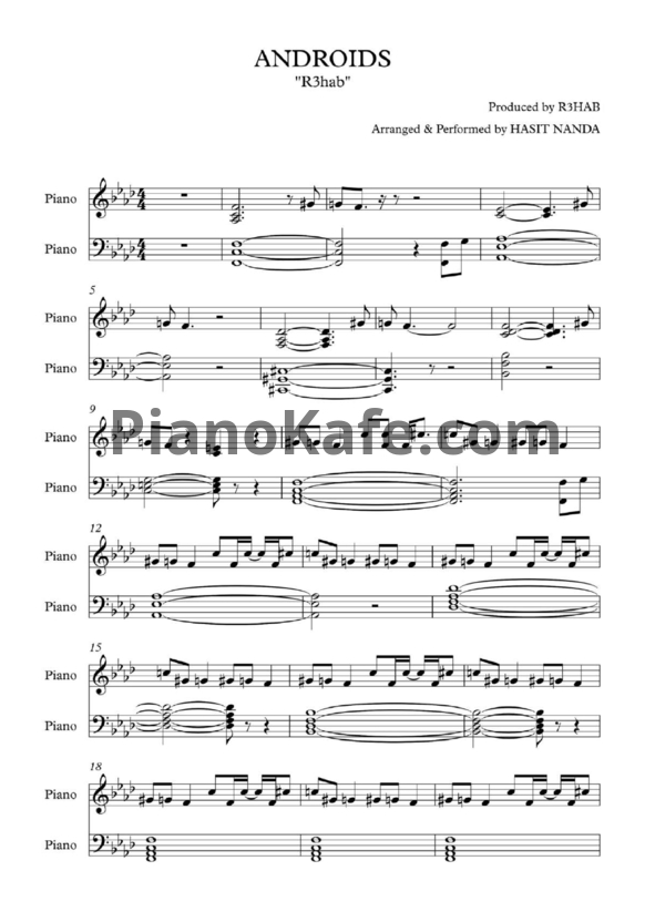 Ноты R3hab - Androids - PianoKafe.com